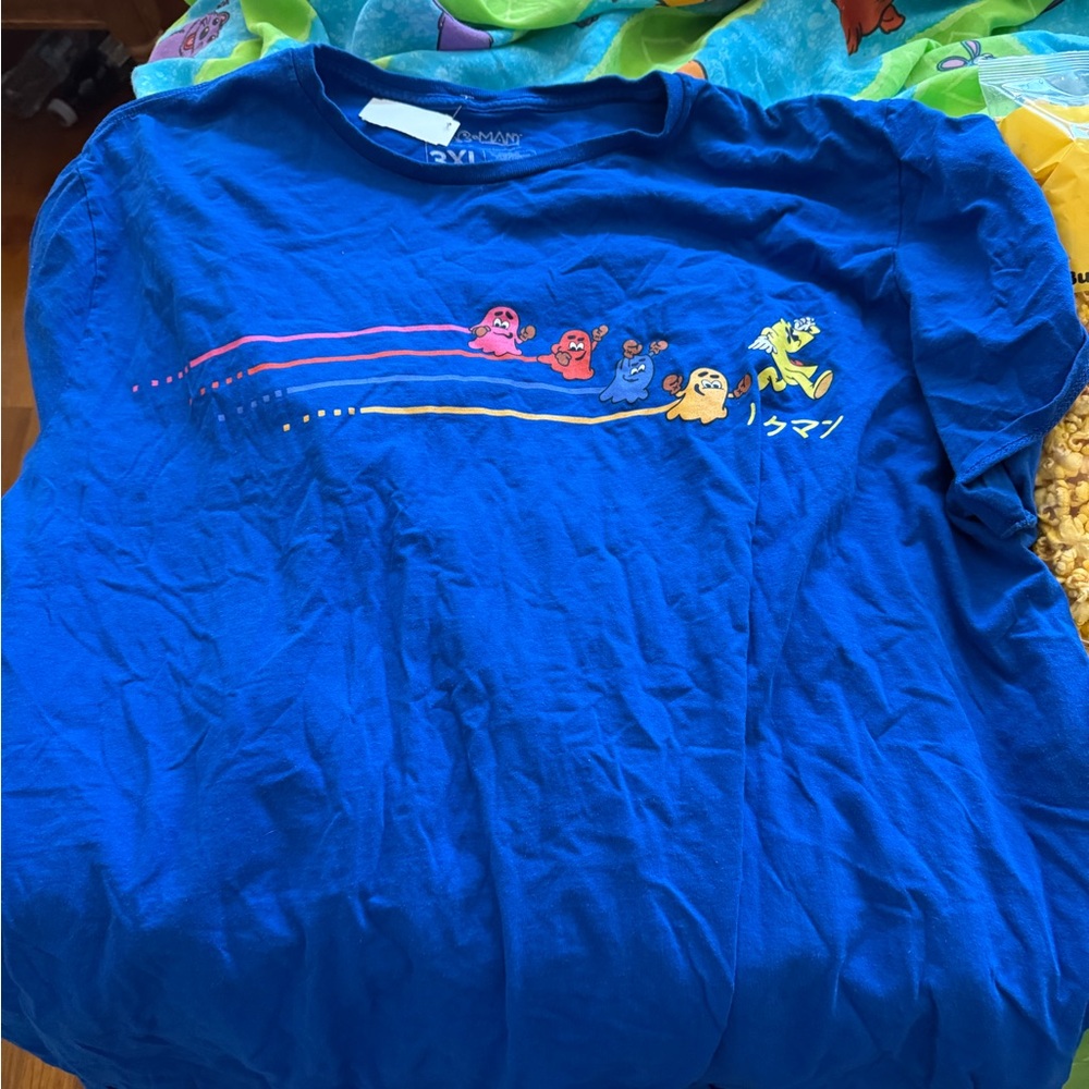 Vibrant Blue Short Sleeve Tee with Graphic Design